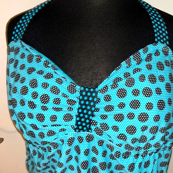 Joe Boxer Tops - Joe Boxer NWT Blue and black Polka Dot Women's plus size Tankini size 2X